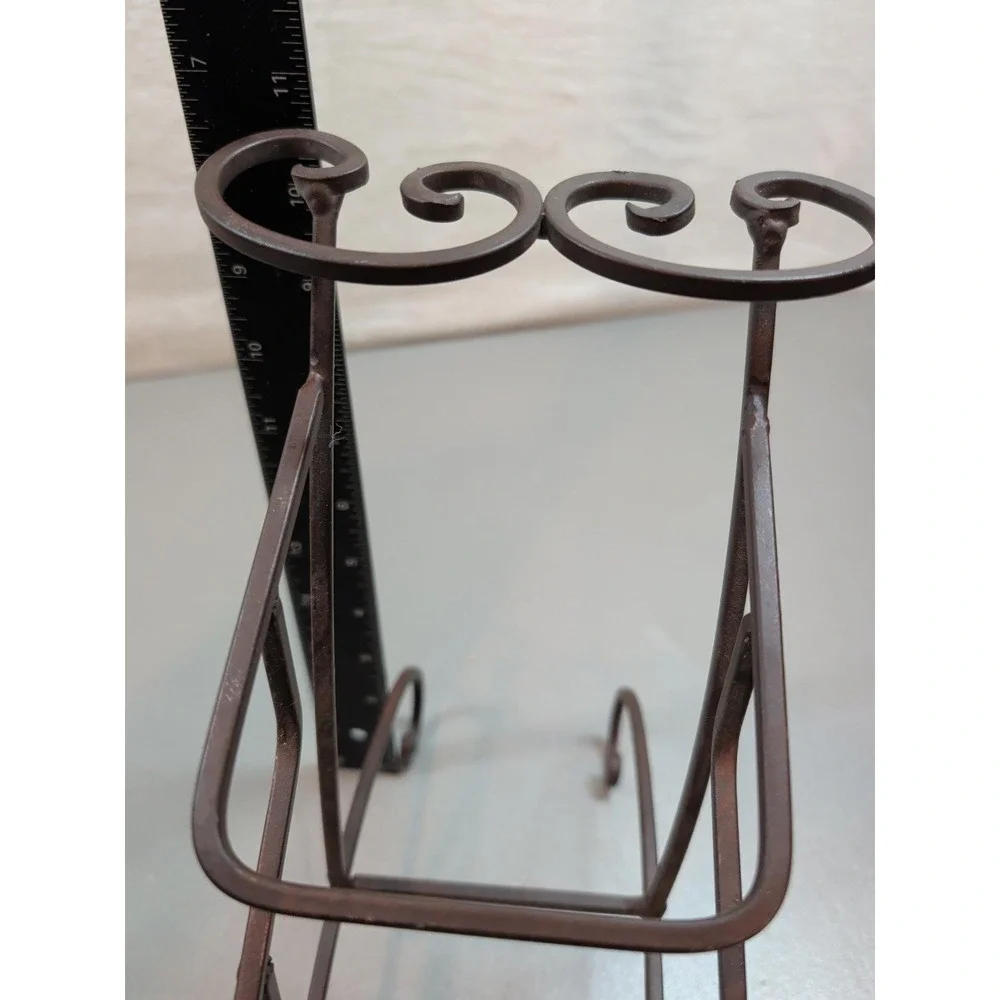 Giftcraft 3 Tier Metal Wine Bottle Rack Scroll Design Brown 867324 Countertop
